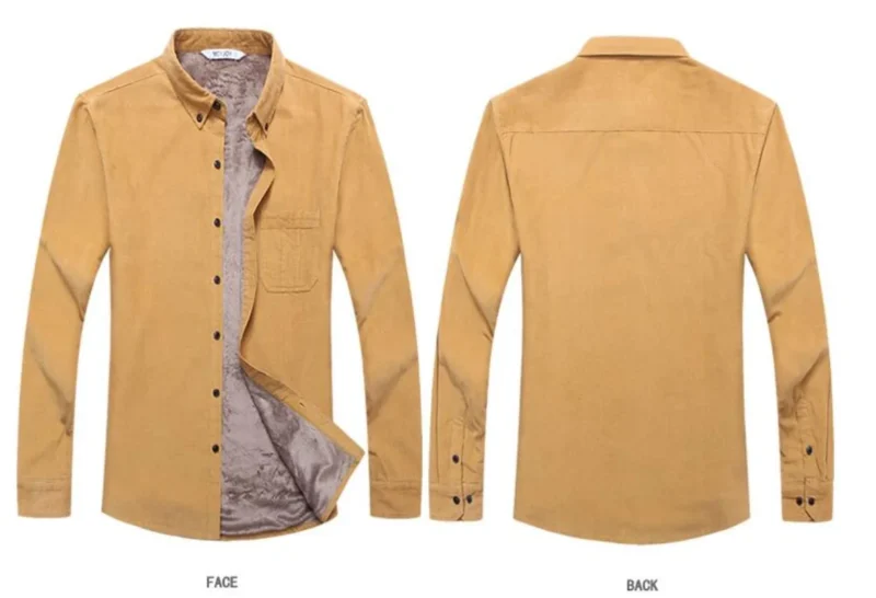 Quality Warm 100% Cotton Plush Thick Corduroy Men Shirt Long Sleeved Button Collar Autumn Winter Casual Shirts for Men S-4XL