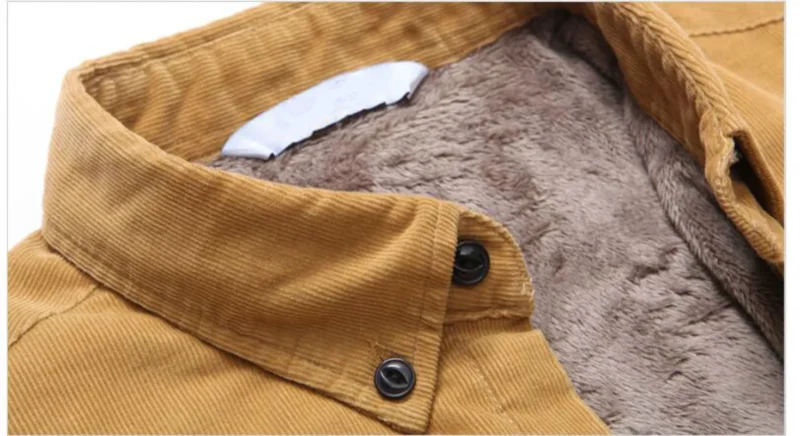 Quality Warm 100% Cotton Plush Thick Corduroy Men Shirt Long Sleeved Button Collar Autumn Winter Casual Shirts for Men S-4XL